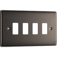 NEXUS BLACK NICKEL GRID FACE PLATE 4 GANG