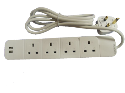 4 Gang 2 Meter c/w 2 X USB - 2.1A