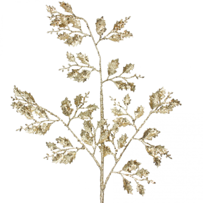 86cm Gold Glittered Holly Branch