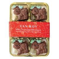 Milk chocolate reindeer with hazelnut filling in clear gift 6 pack  6x75g