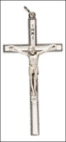 Metal/White Enamel Crucifix 3 1/2  inch   (10204)