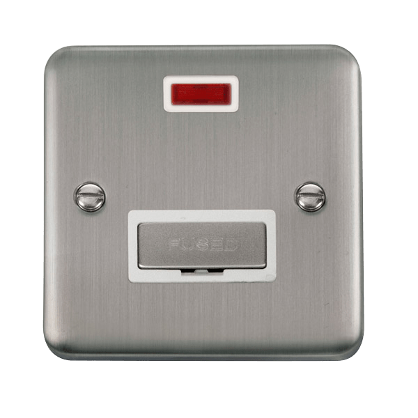 Click Deco Plus 13A Unswitched Fused Spur + Neon Stainless Steel White Insert DPSS753WH