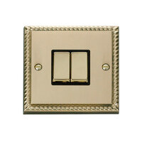 Click Deco Georgian Cast Brass 2 Gang 2 Way Switch