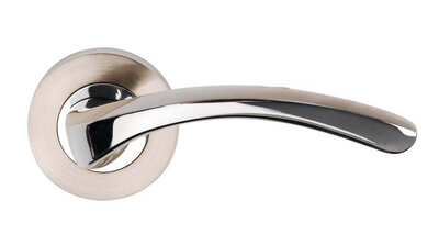 Arc Lever On Round Rose Door Handle Polished Chrome/Satin Nickel
