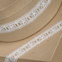 Lace Trim With Ribbon Thread Ivory - 25 mm x 5m