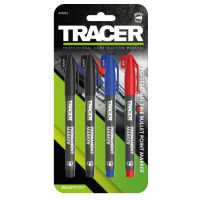 Tracer Permanent Markers 4pk (Black, Red, Blue)