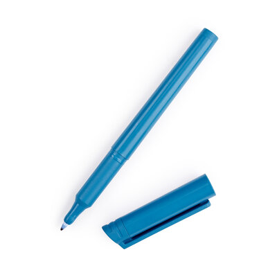 Blue fine-tip metal and x-ray detectable marker pen for food production environments
