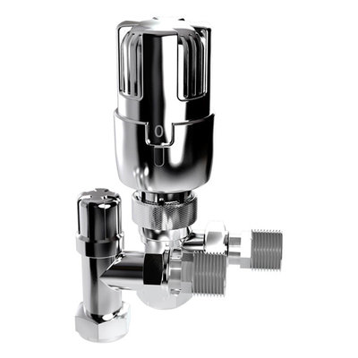 Straight TRV Twin Pack with Lockshield Chrome Plated 15mm