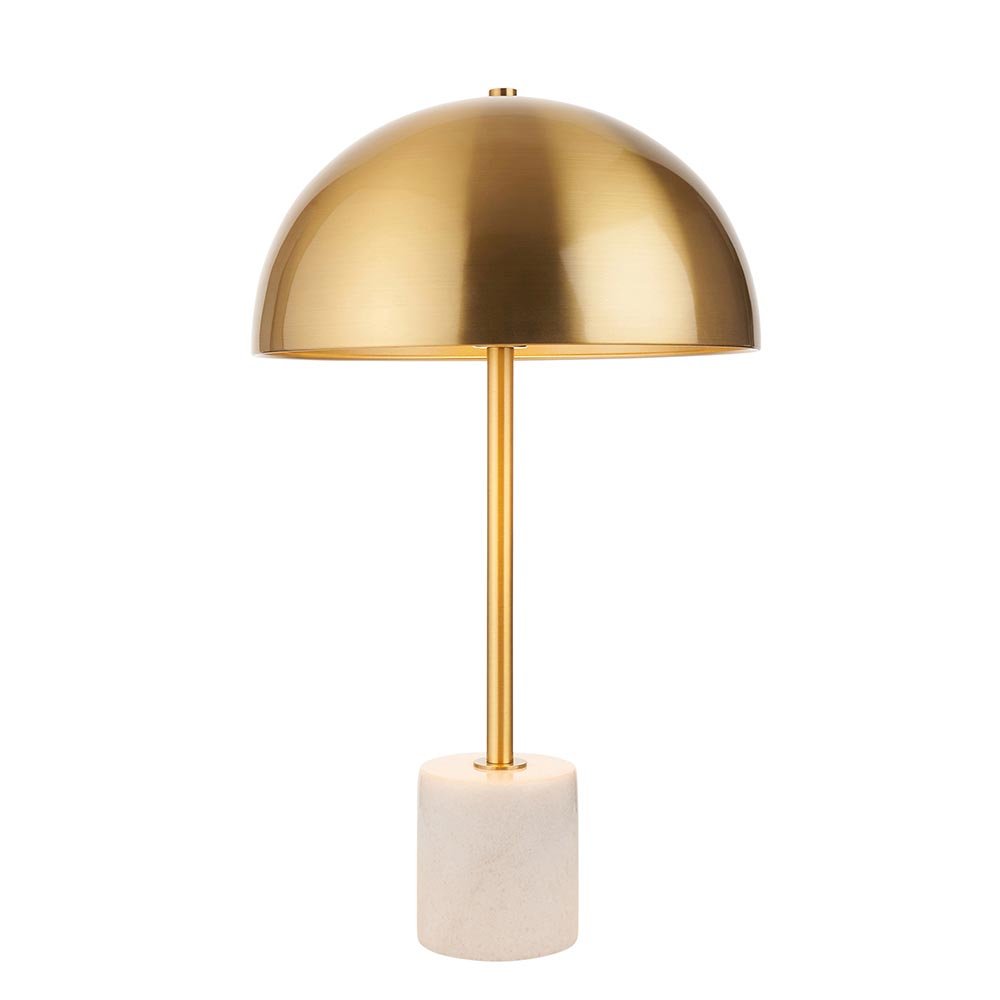 Endon Brushed Aged Brass & White Marble Table Light