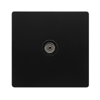 SINGLE NON-ISOLATED COAXIAL OUTLET - MATT BLACK COVER PLATE - BLACK INSERT