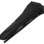 Serre-c&acirc;bles en acier inoxydable enduit d'&eacute;poxy noir - 150mm x 4,6mm