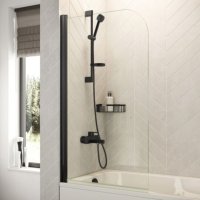 Tucker French Curved Rise + Fall Bathscreen (Reversible) Black