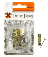 12824 12CARDS NO.2 BRASS PICTURE HOOKS