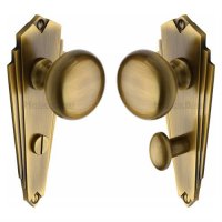 BR1830-AT - Heritage Brass Mortice Knob on Bathroom Plate Broadway Design Antique Brass Finish