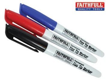 Faithfull Fibre Tip Marker Pen Mixed (Pack 3)