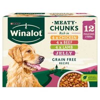 Winalot Pouch Meaty Chunks in Jelly 100g 12pk x 4
