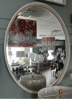 Oval Bevelled Mirror Antique Taupe