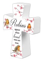 Porcelain Message Cross/Robins Near You  (12870)