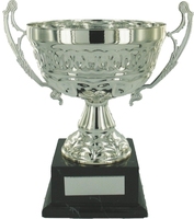 27cm Silver Chrome Cup on Black Base