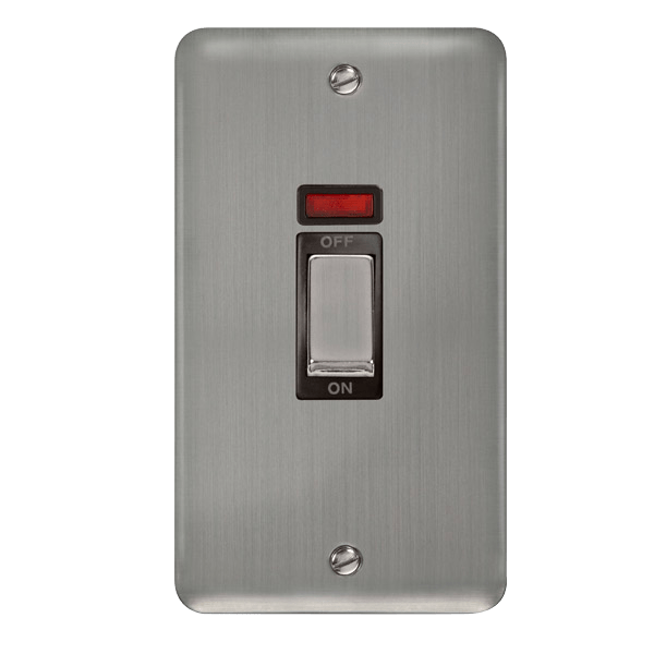 Click Deco Plus 2G 45A DP Switch Stainless Steel Black Insert DPSS503BK
