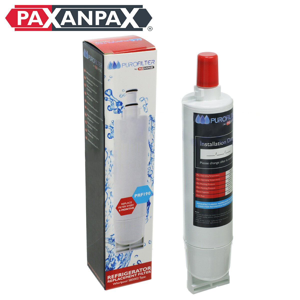 FI446 Whirlpool Water Filter 1/4 Turn Internal 53WF01PF Compatible