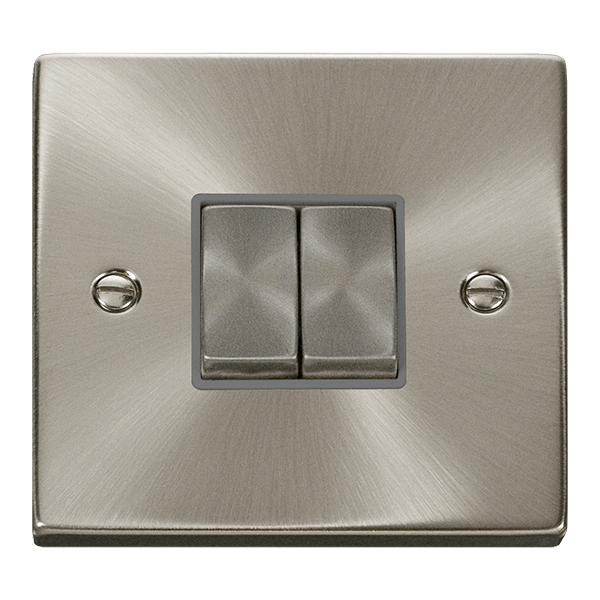 Click Deco 2G 2W Switch Satin Chrome Grey Insert VPSC412GY