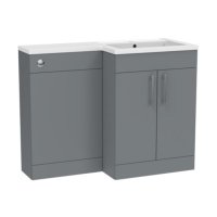 Tucker French Dorking 1100mm Back To Wall Floor Standing L-Shaped Right Hand Basin Unit Matt Dust Grey