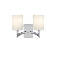 Searchlight Gina 2Lt Wall Light - Chrome & White Glass Shades