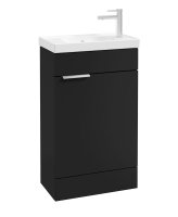 STOCKHOLM 50CM FLOOR STANDING CLOAKROOM MATT BLACK VANITY UNIT - BRUSHED CHROME HANDLES