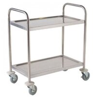 Multifunctional Stainless Steel Trolley is easy to move. It has Two fixed shelves, 4 heavy duty castors and 2 brakes.