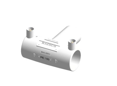 Radius Systems Equal Tee Black Electrofusion 50mm 16BAR WATER/10BAR GAS PE100 40V 4.0PIN WA2206