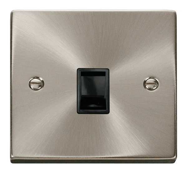 Click Deco RJ11 Socket Satin Chrome Black Insert VPSC115BK