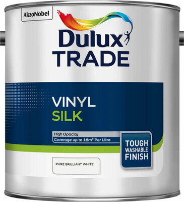 Dulux Trade Vinyl Silk Pure Brilliant White 2.5L Paint 5082983