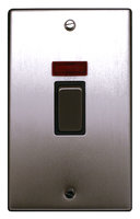 FEP Low Profile  Satin Chrome 45a 2g Cooker Sw with Neon Black Insert Chrome Switch | LV0801.0011