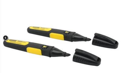 Stanley Fat Max STA047314 Chisel Tip Marker Black (Pack 2)