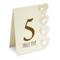 Table Numbers 1-15 Laser Heart Ivory - 125 x 155 x 40mm