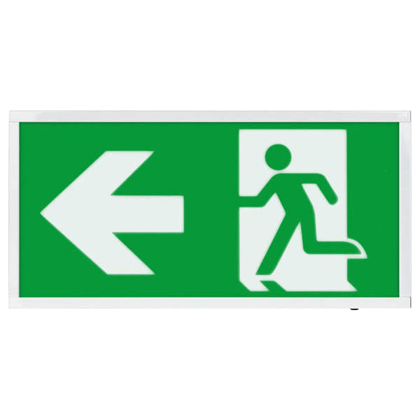 ESP Duceri Emergency Surface Exit Box 3W LED IP20 Left Legend Lithium Battery Maintained White