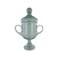 27cm Panelled Crystal Trophy with Handles&Lid