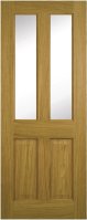 D137 44mm Contract Oak 2 Panel 2 Lite Clear Varnished
