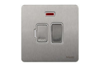 Schneider Ultimate Screwless Switched Fuse Spur with neon Stainless Steel white|LV0701.0945