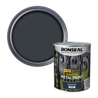 Ronseal Direct to Metal Paint Storm Grey Gloss Tin & Swatch