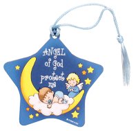 Wood Plaque 3 inch x 3 inch/Guardian Angel/Boy   (34213)