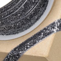 Velvet Glitter Ribbon Black - 10mm x 10m