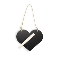 Large Heart Wooden Blackboard & Chalk - 115 x 95mm