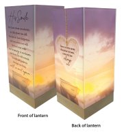 Glass Lantern/Wood Base/His Smile   (84605)