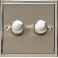 Heritage - Elite Stepped Plate - 2 Gang Dimmer Trailing Edge Twin Plate Satin Nickel | LV0901.1610