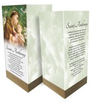 Glass Lantern/Wood Base/Saint Anthony  (84630)