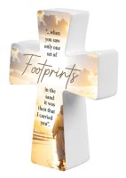 Porcelain Message Cross/Footprints  (12862)