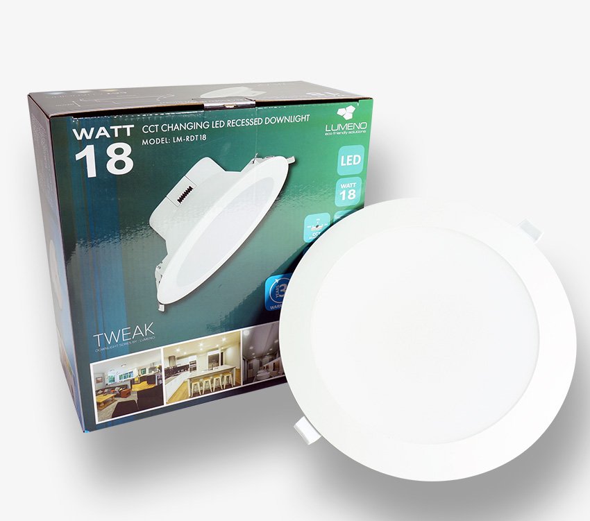 Lumeno 18W Tweak IP44 CCT Dimmable LED Downlight