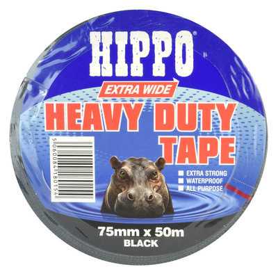 Hippo Heavy Duty All Purpose Tape Black 75mm x 50m